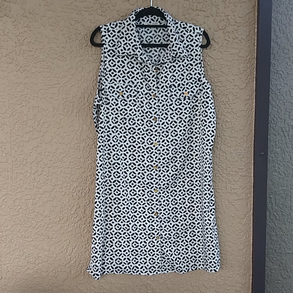 Beautiful shirtdress, 2xl, black/cream